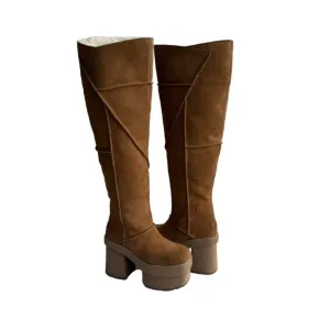 UGG NEW HEIGHTS PLATFORM XTRA CHESTNUT OVER THE KNEE SUEDE BOOTS