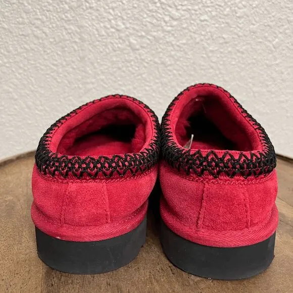 UGG Red Suede Sherpa Lined Tasman Slip-On Clog Slippers Shoes Size 9