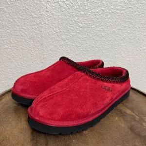 UGG Red Suede Sherpa Lined Tasman Slip-On Clog Slippers Shoes Size 9