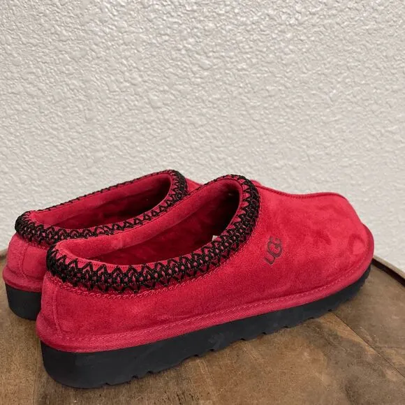 UGG Red Suede Sherpa Lined Tasman Slip-On Clog Slippers Shoes Size 9
