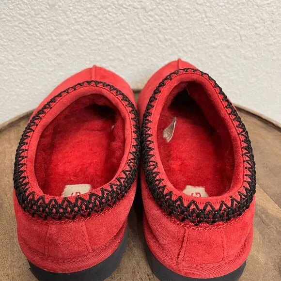 UGG Red Suede Sherpa Lined Tasman Slip-On Clog Slippers Shoes Size 9