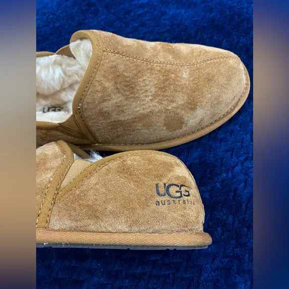 UGG Scuff Romeo II Chestnut Suede/Sheepskin Shoes Slippers Mens 8 Women 9