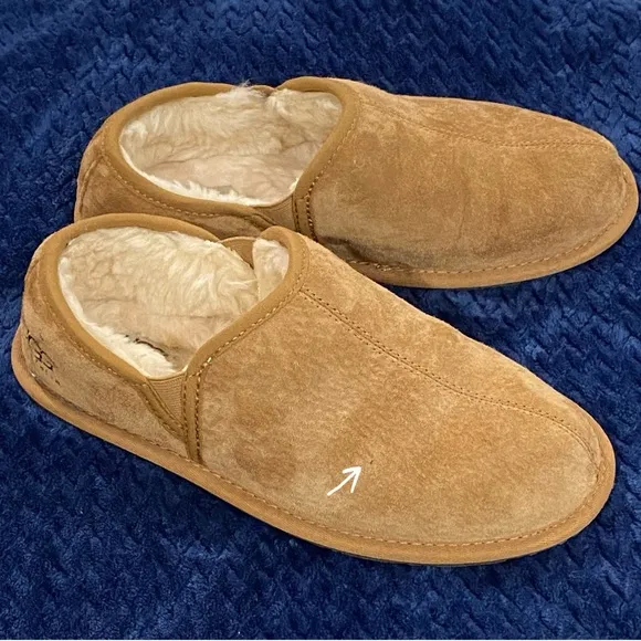 UGG Scuff Romeo II Chestnut Suede/Sheepskin Shoes Slippers Mens 8 Women 9