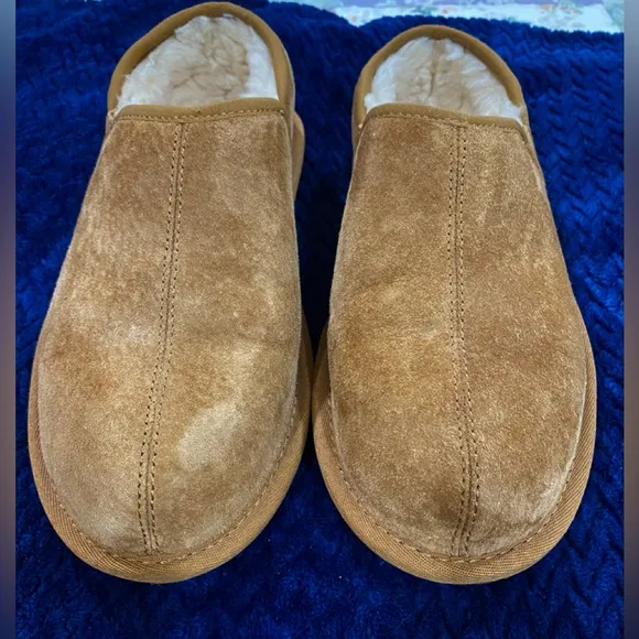 UGG Scuff Romeo II Chestnut Suede/Sheepskin Shoes Slippers Mens 8 Women 9
