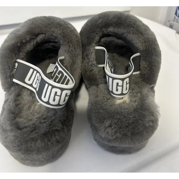 UGG Soft Fluff Yeah Slide Slippers Women's Shoes Sandal Charcoal Gray Size 9