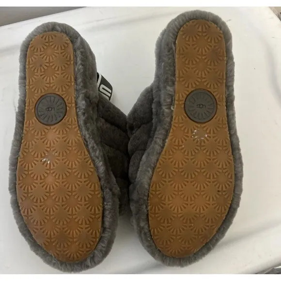 UGG Soft Fluff Yeah Slide Slippers Women's Shoes Sandal Charcoal Gray Size 9
