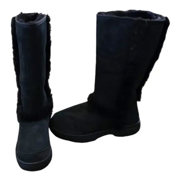 UGG Sundance II Revival Black SHEARLING Boots Women's Size 7 New