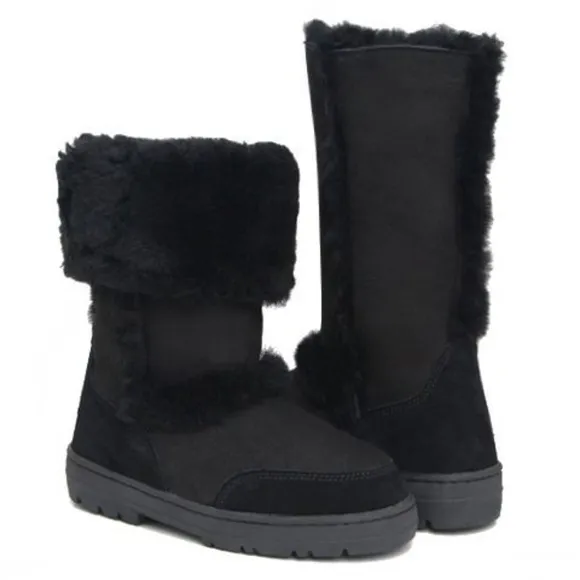 UGG TALL SUNDANCE BLACK SUEDE WATERPROOF‎ BOOTS