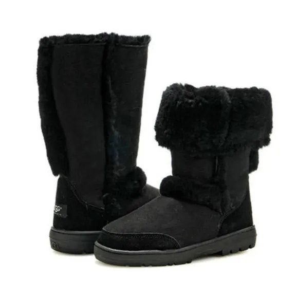 UGG TALL SUNDANCE BLACK SUEDE WATERPROOF‎ BOOTS