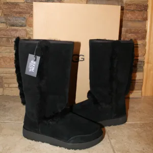 UGG TALL SUNDANCE BLACK SUEDE WATERPROOF‎ BOOTS