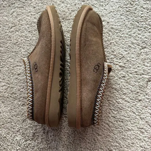UGG Tan Brown Tasmans Slip On Suede &amp; Sheepskin Slippers Kids Size 4 / EUR 36