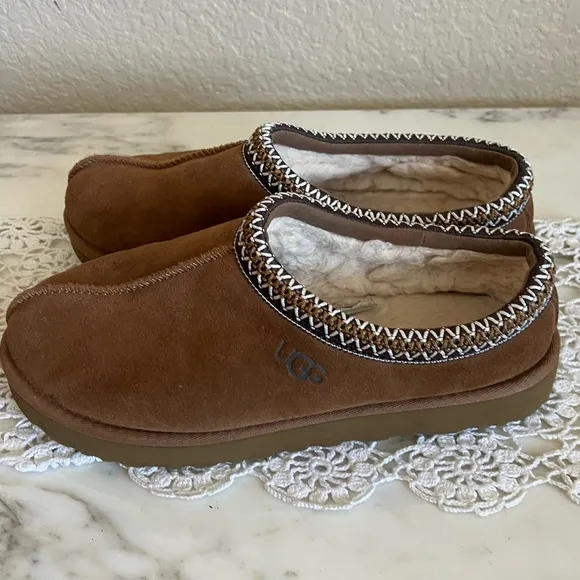 Ugg Tasman Chestnut Brown Suede Slippers Shoes 10