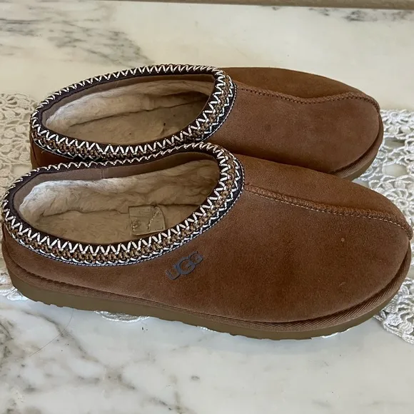 Ugg Tasman Chestnut Brown Suede Slippers Shoes 10