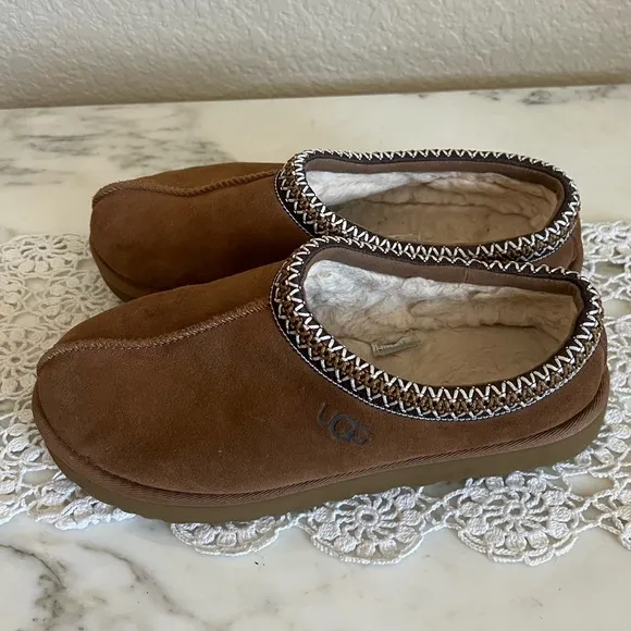 Ugg Tasman Chestnut Brown Suede Slippers Shoes 10