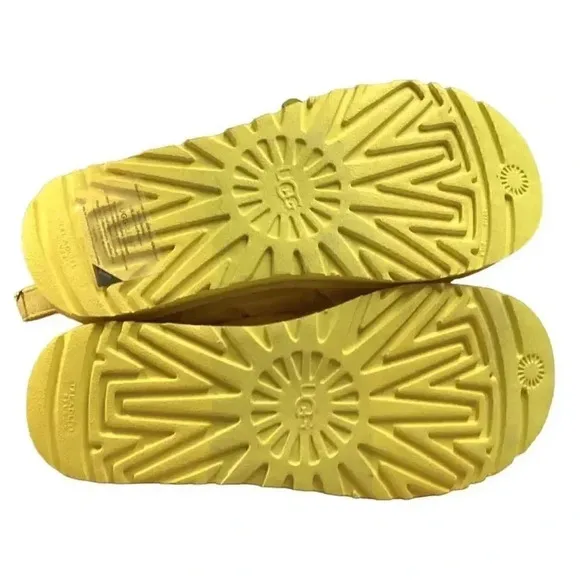 UGG Tasman LTA Womens 7 Puffer Slip On Slippers Shoes Yellow Thinsulate Wool NEW