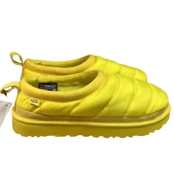 UGG Tasman LTA Womens 7 Puffer Slip On Slippers Shoes Yellow Thinsulate Wool NEW