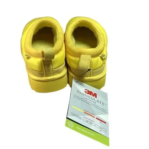 UGG Tasman LTA Womens 7 Puffer Slip On Slippers Shoes Yellow Thinsulate Wool NEW