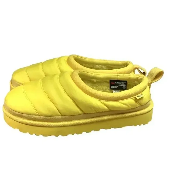 UGG Tasman LTA Womens 7 Puffer Slip On Slippers Shoes Yellow Thinsulate Wool NEW