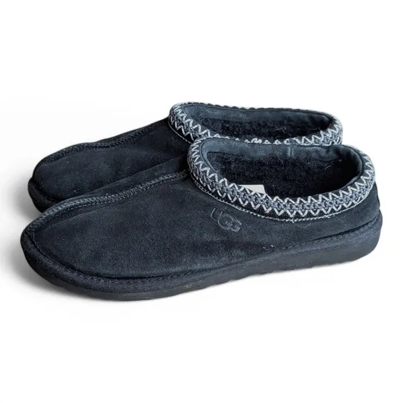 UGG Tasman Men's Black Suede Slippers Sz 10 Comfy Shearling Slip On Shoes
