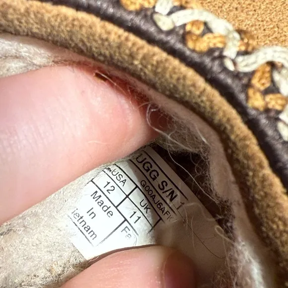 UGG Tasman Tan Suede Kids Slip Ons size 12