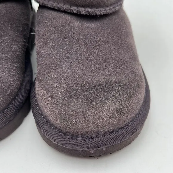 UGG Toddler Girl Bailey Bow II Ruffles Boots Gray Suede &amp; Sheepskin Size 7