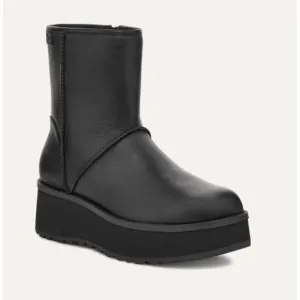 UGG Women's CityFunc Mid Black Boots Leather Size 8.5 NIB Water Resistant Zipper