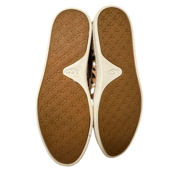 UGG Womens Keile Slip On Sneakers Beige Calf Hair Leopard Print Slip On Shoe 7.5