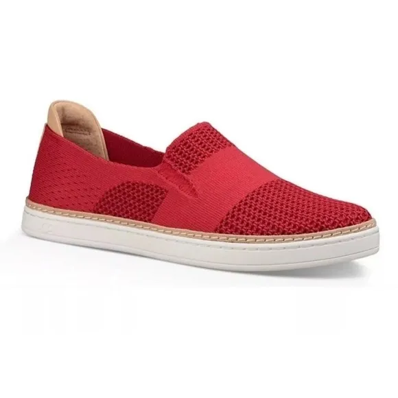 UGG Women's Red Sammy Knitted Slip-On Tango Sneakers Size 10