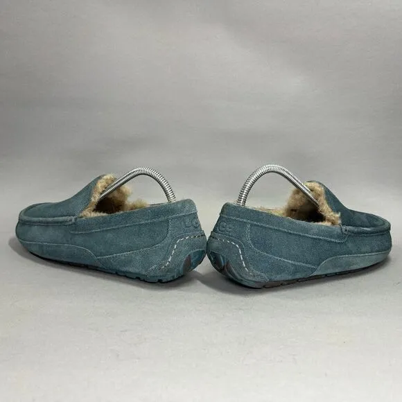 UGG Men's Size 8 Ascot Blue Suede Wool Lined Slippers