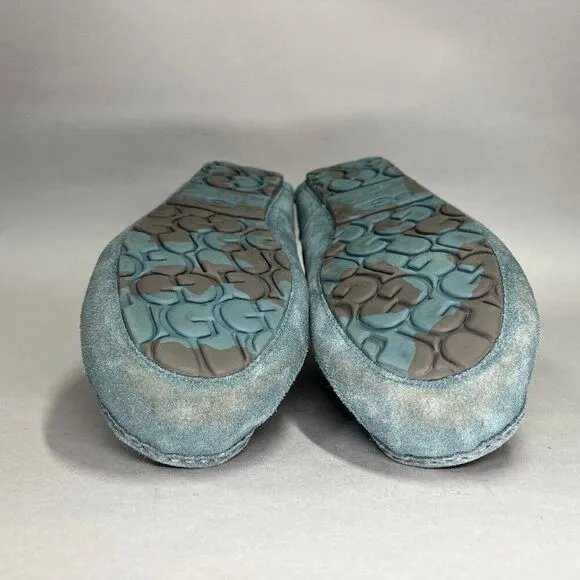 UGG Men's Size 8 Ascot Blue Suede Wool Lined Slippers