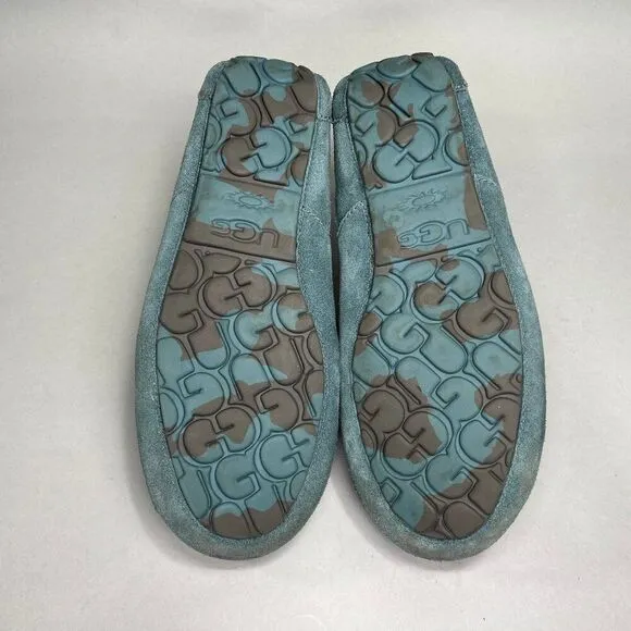 UGG Men's Size 8 Ascot Blue Suede Wool Lined Slippers