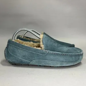 UGG Men's Size 8 Ascot Blue Suede Wool Lined Slippers