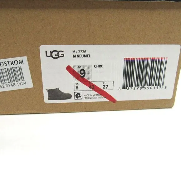 UGG NEUMEL MEN'S CHUKKA ANKLE BOOTS IN CHARCOLE GRAY SZ 9