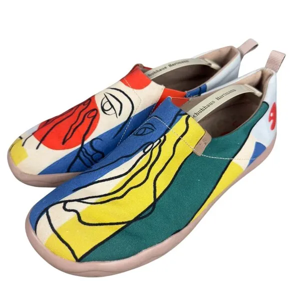 UIN Toledo Sneakers Men 10 Slip-On Canvas Abstract art pattern M1109303