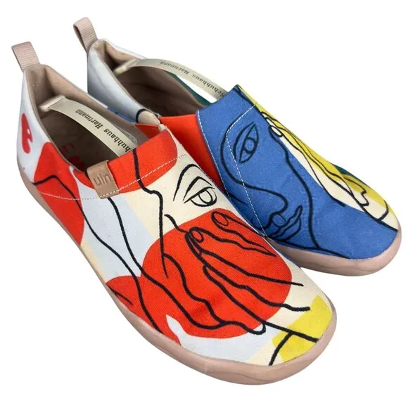 UIN Toledo Sneakers Men 10 Slip-On Canvas Abstract art pattern M1109303