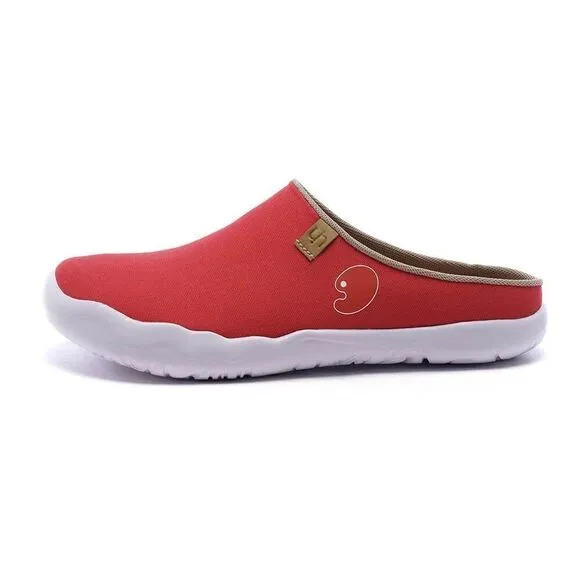 UIN Men's Slipper Mules Walking Casual Travel Shoes (Marbella Red Slipper)