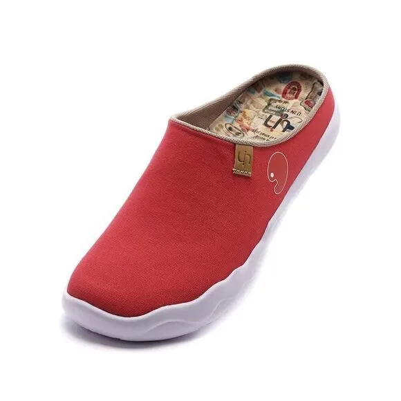 UIN Men's Slipper Mules Walking Casual Travel Shoes (Marbella Red Slipper)