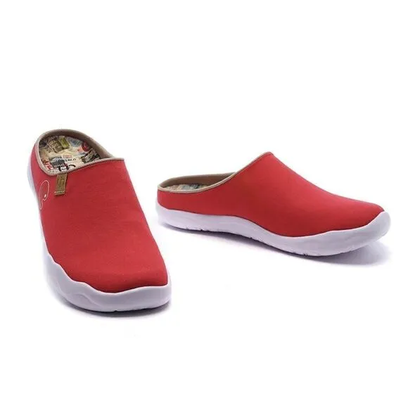 UIN Men's Slipper Mules Walking Casual Travel Shoes (Marbella Red Slipper)