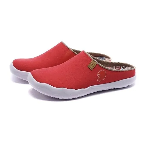 UIN Men's Slipper Mules Walking Casual Travel Shoes (Marbella Red Slipper)
