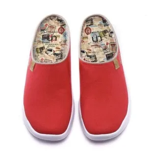 UIN Men's Slipper Mules Walking Casual Travel Shoes (Marbella Red Slipper)