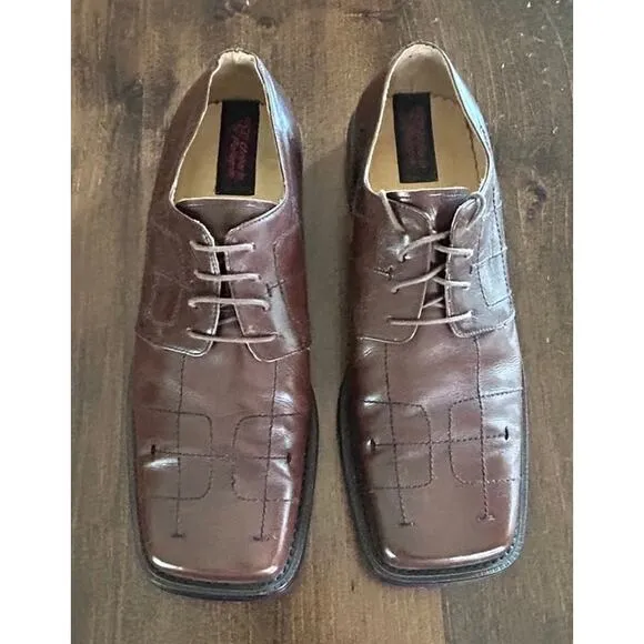 Umberto Pellegrini Leather Men's Dress Shoes Brown Stitching Embroidery Size 12