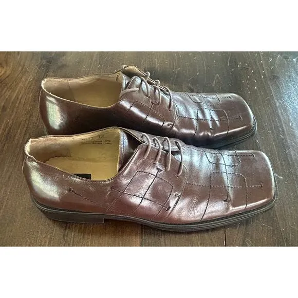 Umberto Pellegrini Leather Men's Dress Shoes Brown Stitching Embroidery Size 12