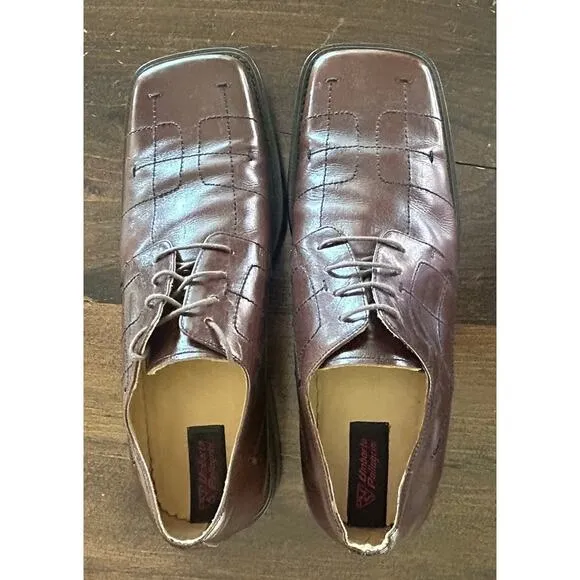 Umberto Pellegrini Leather Men's Dress Shoes Brown Stitching Embroidery Size 12