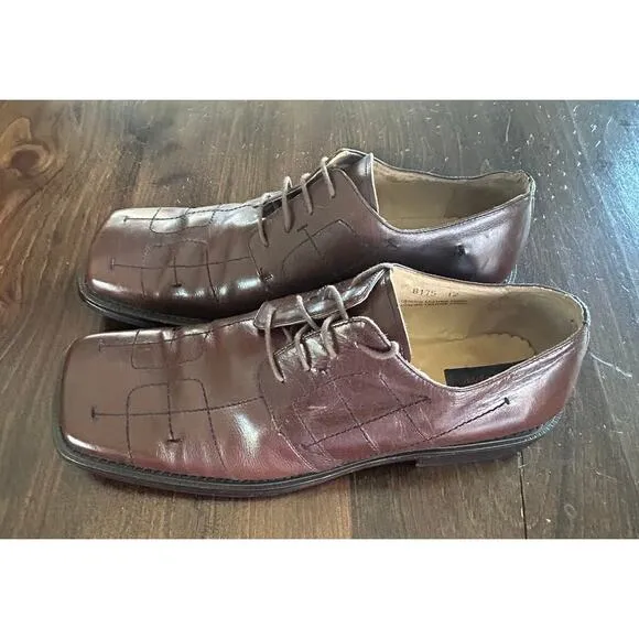 Umberto Pellegrini Leather Men's Dress Shoes Brown Stitching Embroidery Size 12