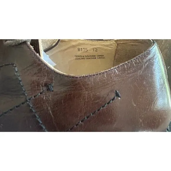 Umberto Pellegrini Leather Men's Dress Shoes Brown Stitching Embroidery Size 12