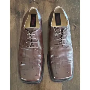 Umberto Pellegrini Leather Men's Dress Shoes Brown Stitching Embroidery Size 12