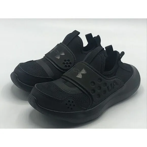 Under Armour Runplay Youth Size 11k Black Slip-On Sneakers 3024211 002 New