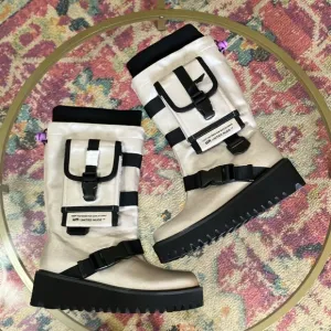 United Nude Black and White Combat Boots