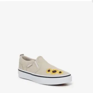 Vans Asher Checkerboard Embroidered Sunflower Girls Size 13