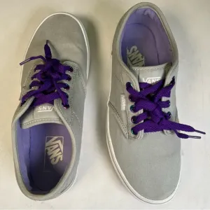 Vans AUTHENTIC Mens Womens Grey Purple Low Top Skateboard Shoes Sz 8 like new
